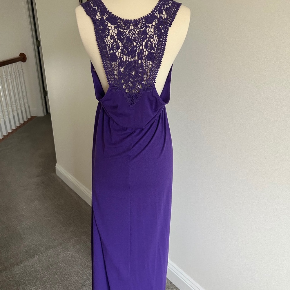 NWOT MIX IT PURPLE MAXI DRESS CROCHET BACK SLEEVELESS SUMMER FESTIVAL SZ L NEW